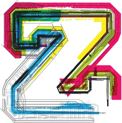 Colorful Grunge Font Letter Z Abstract Drawing Typographic Vector