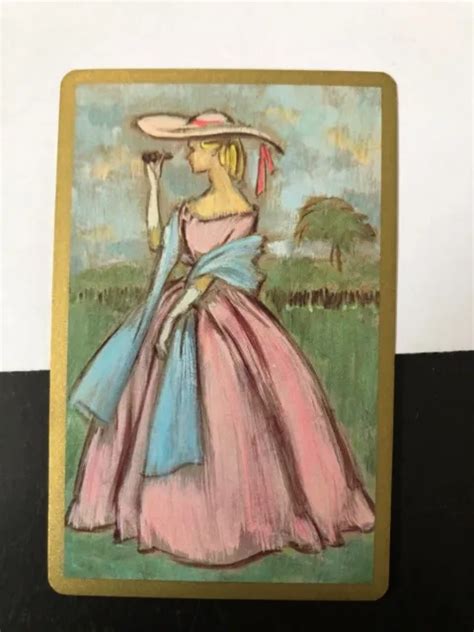 Vintage Swap Playing Card European Lady Little Miss Girl Shawl Pink