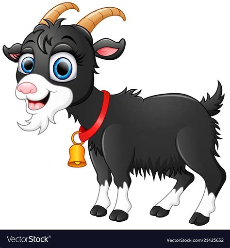 Cute Black Goat Cartoon Royalty Free Vector Image Adult Coloring