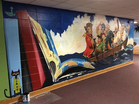 library mural using book illustration art color school murals make a friendly learning