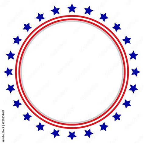 Round Frame American Flag Stars And Stripes Circle Stock Vector