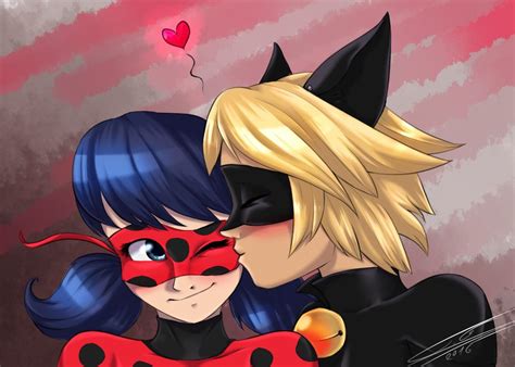 Cat Noir Kissing Ladybug On Cheek By Elec Trixxx Ladybug And Cat Noir