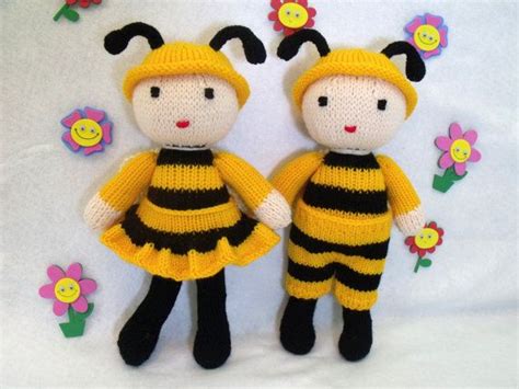 Toy Doll Knitting Pattern Cuties Honey Bee Dolls Pdf Etsy