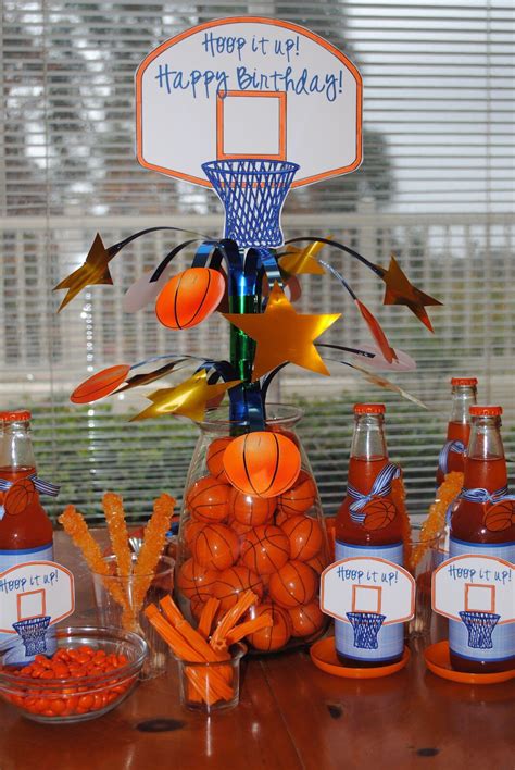 Napkins, plates , paper beverage cups, plastic banquet table covers, party invitations , and thank you cards.for additional decor we also offer the following themed accessories: Basketball Centerpiece | Mateo - Basketball Party ...