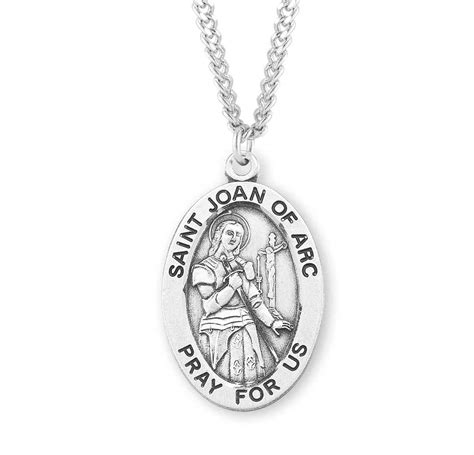 St Joan Of Arc Patron Saint Medal Oval 24 Inch Chain