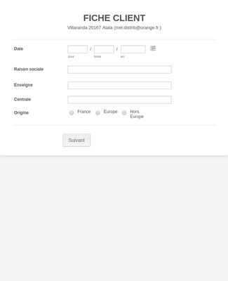 Fiche client Modèle du formulaire | JotForm
