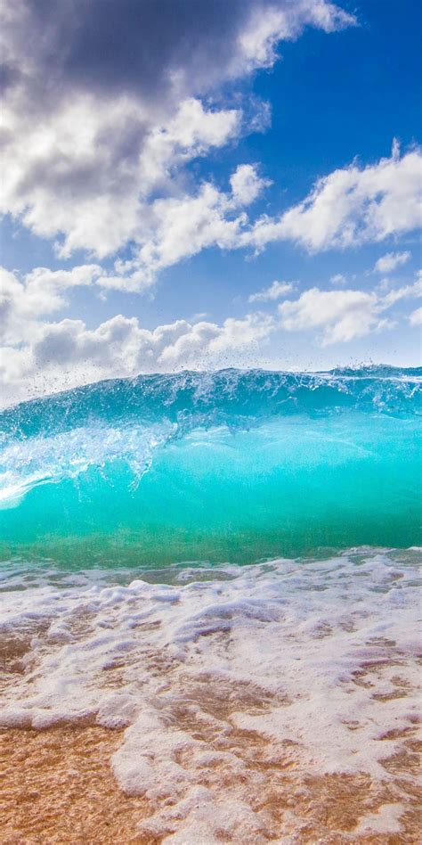 Blue Sea Waves Foams 1080x2160 Wallpaper Beach Wallpaper Iphone