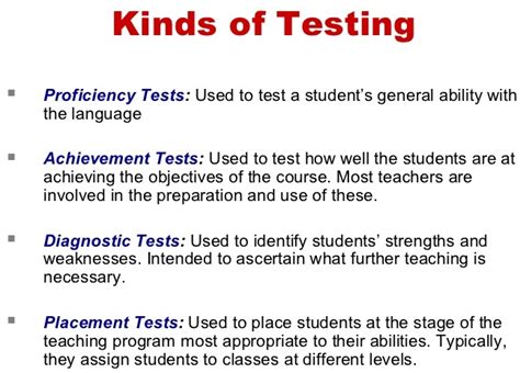 Assessment Practice Types Of Tests Grade V Effective And Creative