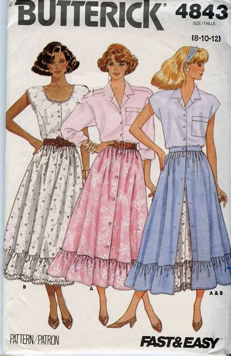 1980s Butterick 4843 Misses Gathered Prairie Skirt And Petticoat