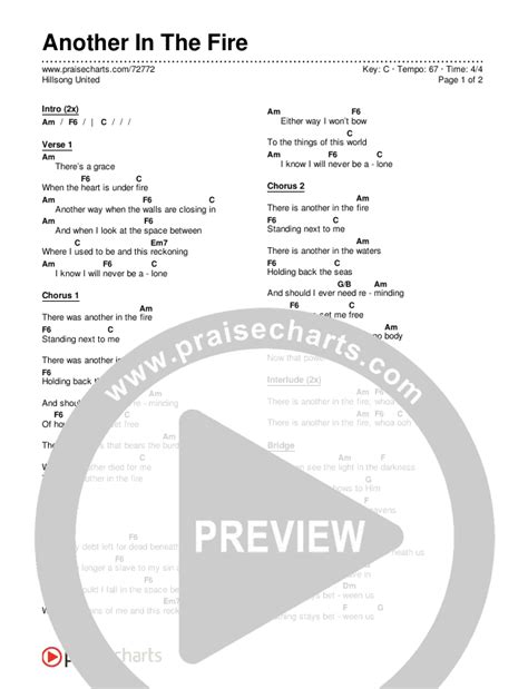Only for personal worship and educational use. Another In The Fire Chords (Hillsong UNITED) - PraiseCharts