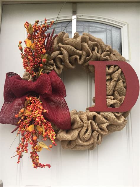 Fall Burlap Monogram Wreath Burlap Monogram Monogram Wreath Wreaths