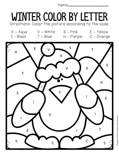 Color By Capital Letter Winter Preschool Worksheets Cute Penguin The