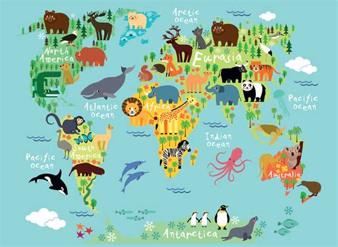 Teach kids mapping skills through play in a pirates treasure hunt. Kids World Map Wallpaper Mural