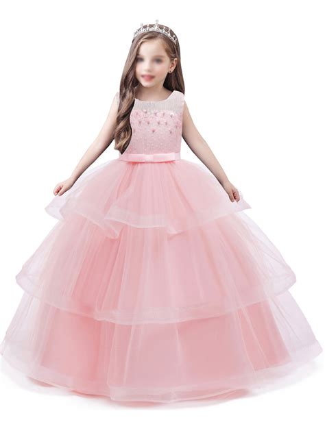 Girls Bridesmaid Dress Flower Kid Party Wedding Sleeveless Tutu Dresses