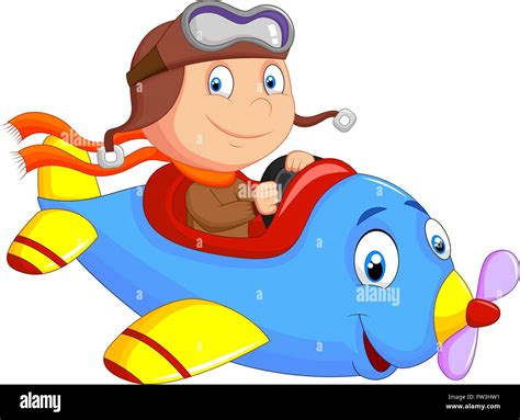 Little Boy Operating A Plane Stock Vector Image And Art Alamy