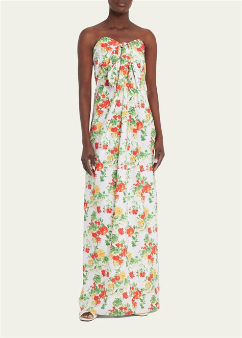 Caroline Constas Kaia Strapless Floral Poplin Gown Bergdorf Goodman