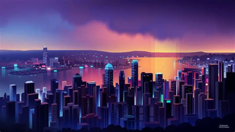 Neon Cityscape Minimal Wallpapers Hd Wallpapers Id 24898