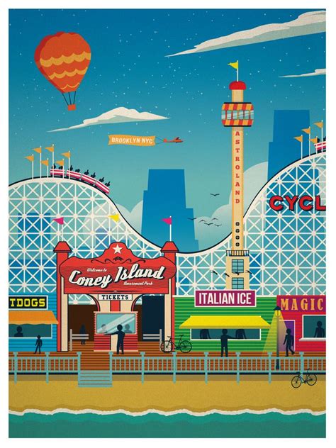 Vintage Coney Island Print Set Island Print Coney Island Digital