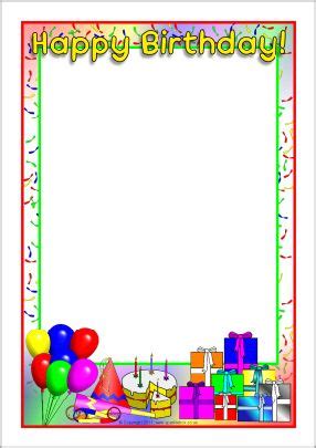 Use these borders to create diy invitations for your wedding, birthday, baby shower, labels tags and such. Happy birthday border - printable page borders, This ...