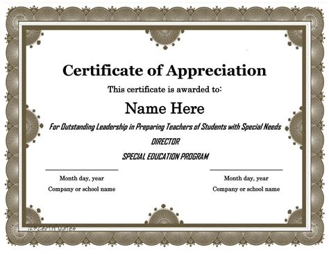 Principals Award Certificate Template Free