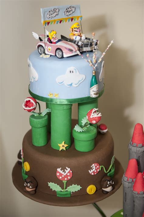 Get your party game on with these super mario birthday party ideas, supplies, decorations, food and cake ideas super mario brothers has long been a classic video game that also makes a great birthday party. Super Mario Kart wedding cake | Wedding cakes, Cake, Super ...
