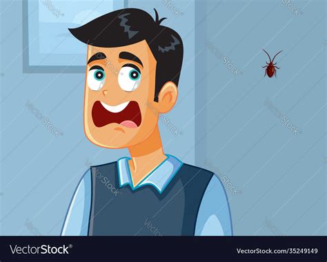 funny man screaming scared a cockroach royalty free vector