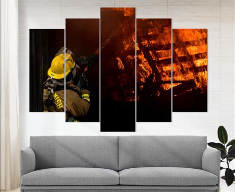 Firefighter Wall Art Fire Canvas Art Firefighter T Fireman Etsy