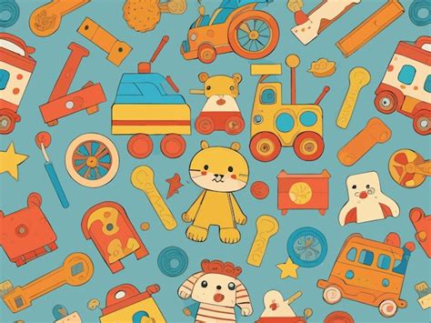 Premium Vector Colorful Kid Toys Pattern Vector Background