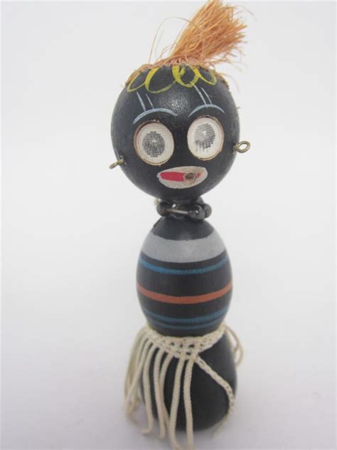 S Wood Black Voodoo Golliwog Made Japan Doll African Tribal