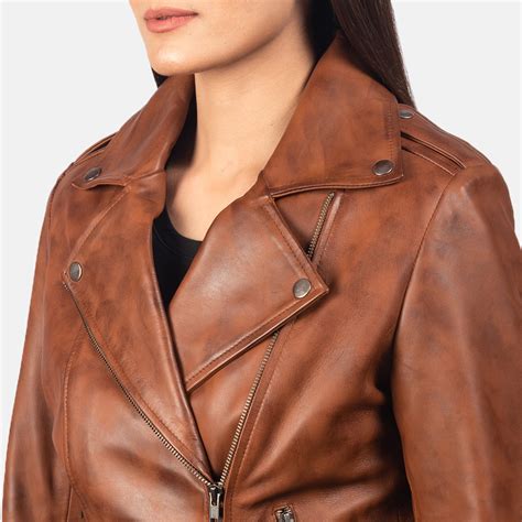 Womens Flashback Brown Leather Biker Jacket