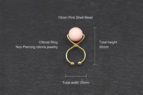 Pink Shell Bead Clit Vaginal Jewelry Golden Clitoris Jewelry Non Piercing Clit Pussy Jewelry