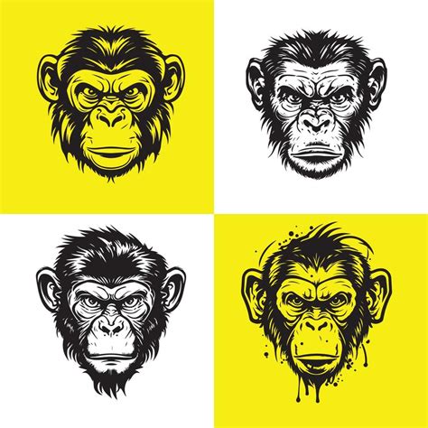Monkey Head Logo Vector Set Monkey Face Logo Isolated Monkey Logo