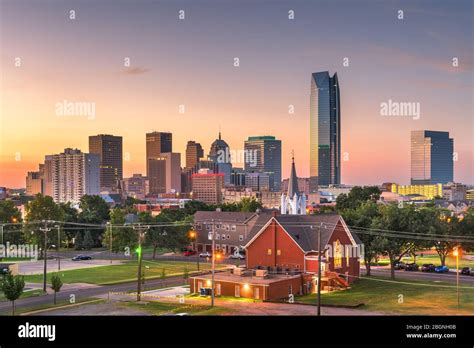 Oklahoma City Oklahoma Usa Downtown Skyline At Twilight Stock Photo