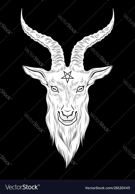 Baphomet Demon Goat Head Hand Drawn Print Vector Image Goat Art