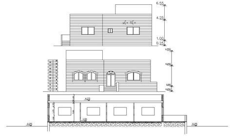 Single Storey Residential House Elevations With Section Dwg File Cadbull