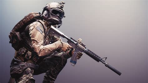 Image Battlefield 4 Soldier Us Assault Rifle 3d Graphics 2560x1440