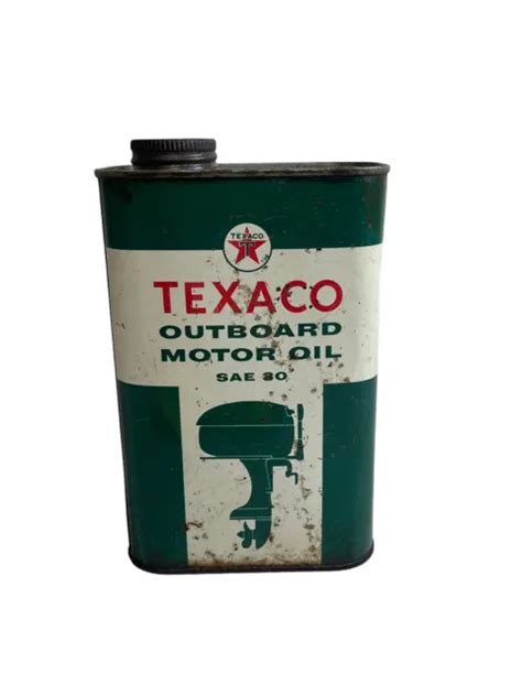 Vintage Texaco Outboard Motor Oil 1 Quart Can Full 1959~rare~ 6500