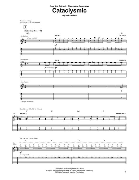 Joe Satriani Cataclysmic Sheet Music Notes Chords Score Download Printable Pdf Sheet