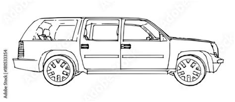 Suv Car Outline Drawing Of A Hand Stock Vector Adobe Stock