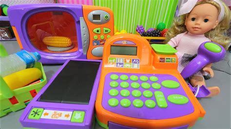 Baby Doll Food Shop Toys And Microwave Candy Kids Play Youtube
