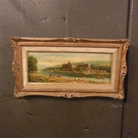Kag0101 1英国 アンティーク油絵 Tintern Abbey Wye Valley C1880 Henry Harris