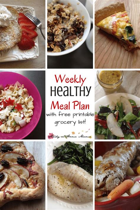 A Collage Of Healthy Meal Plans With Free Printable Grocery List
