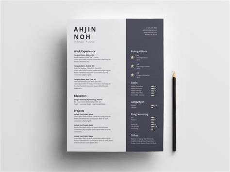 Free Minimal Two Column Resume Indesign Template Graphicslot