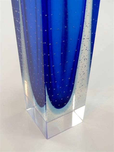 A Large Murano Blue Bubble Glass Vase Stock Blanchard Collective