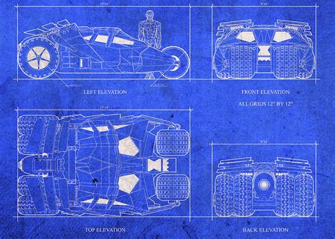 Batman Tumbler Batmobile Blueprints Mixed Media By Design Turnpike