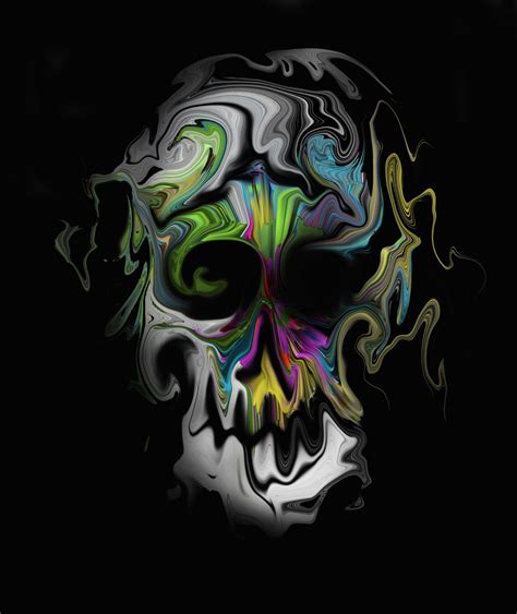 Digital Art Skull Simple Background Abstract Portrait Display