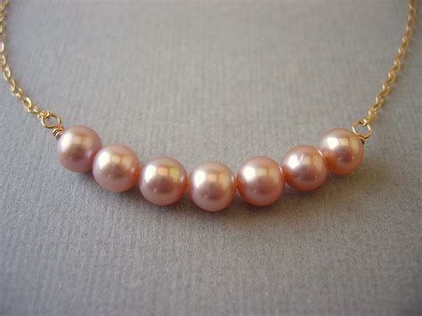 Row Of Pink Freshwater Pearls Necklace On Luulla