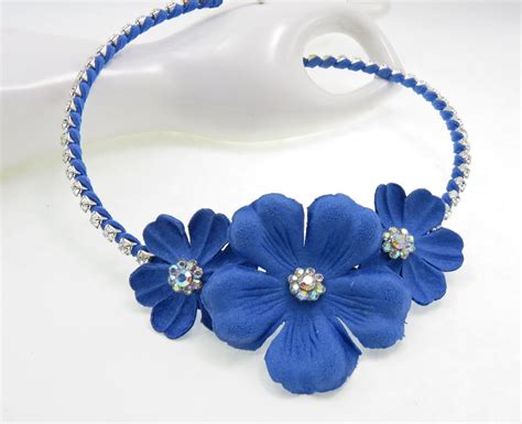 Royal Blue Flower Necklace Blue Necklace Set Bridal Jewelry