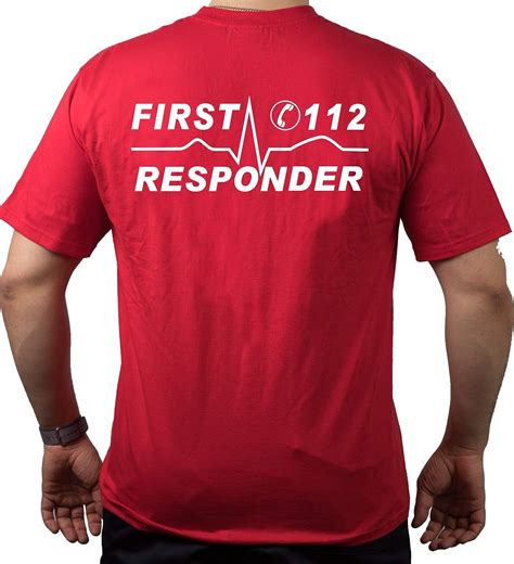 Feuer1 First Responder T Shirt With European Emergency Number And Pulse