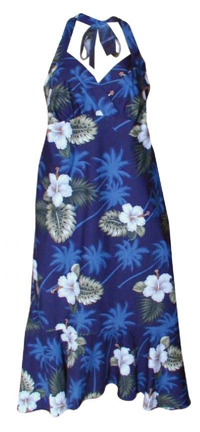 hibiscus floral hawaiian print halter strap dress in navy this is what my matron of honor is